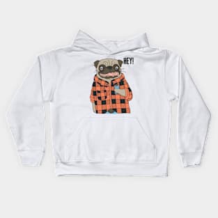 cute pug hey Kids Hoodie